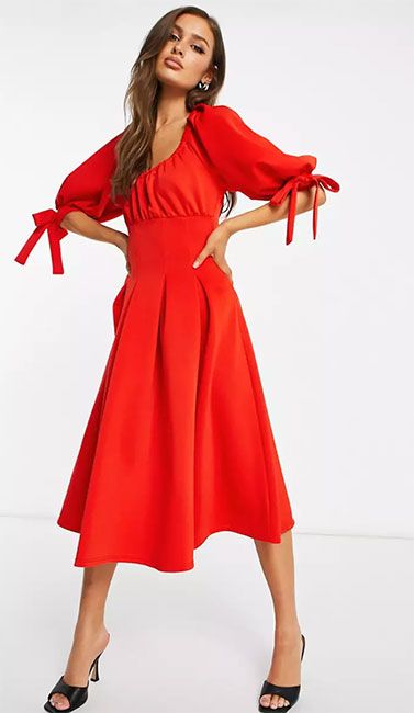 red asos dress