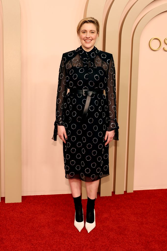 Greta Gerwig participa do 96º almoço dos indicados ao Oscar no The Beverly Hilton em 12 de fevereiro de 2024 em Beverly Hills, Califórnia.