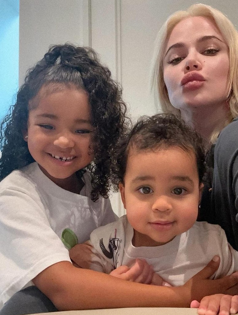 Photo shared by Kris Jenner of Khloé Kardashian with her kids Dream and Tatum in honor of the latter's 2nd birthday on July 27