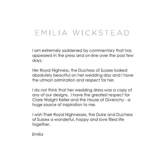 emilia wickstead statement
