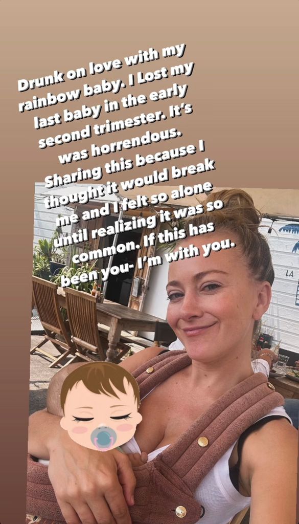 Meredith Hagner writes on her Instagram Stories about her experience with miscarriage