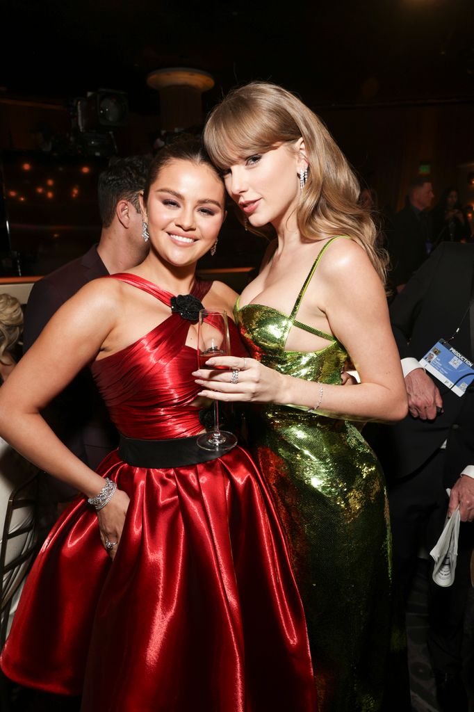 Selena Gomez and Taylor Swift at the 2024 Golden Globe awards