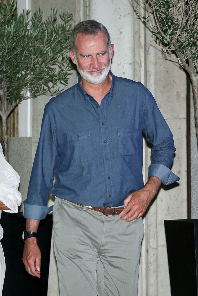 King Felipe leaving restaurant in Madrid