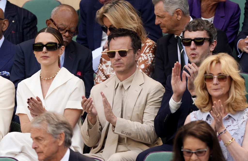 Keira Knightley, Andrew Scott and Paul Mescal in the Royal Box clapping