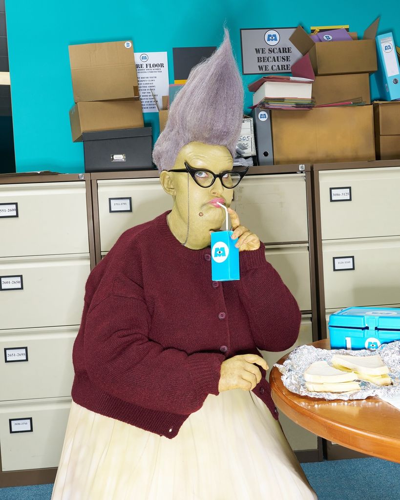 Amelia Dimoldenberg dresses as Roz from Monsters Inc. for Halloween 2024