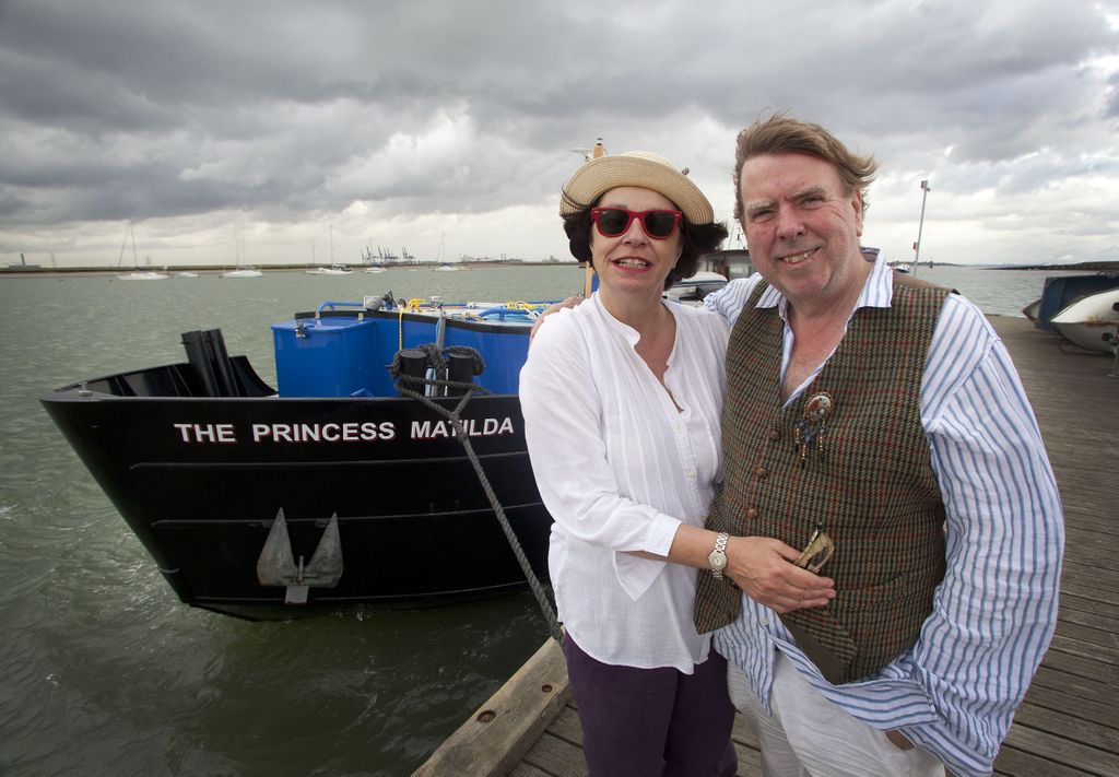 Timothy Spall and wife Shane with their barge 'The Princess Matilda'