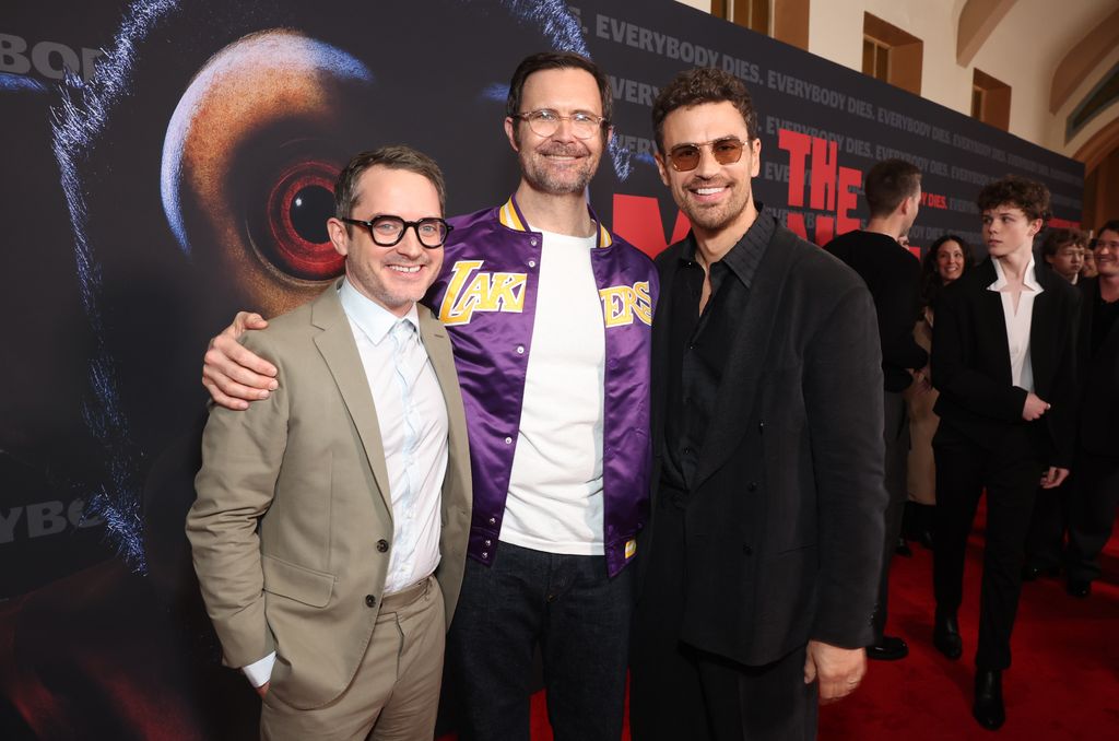 Elijah Wood, Osgood Perkins and Theo James at the Premiere of Neon's "The Monkey"
