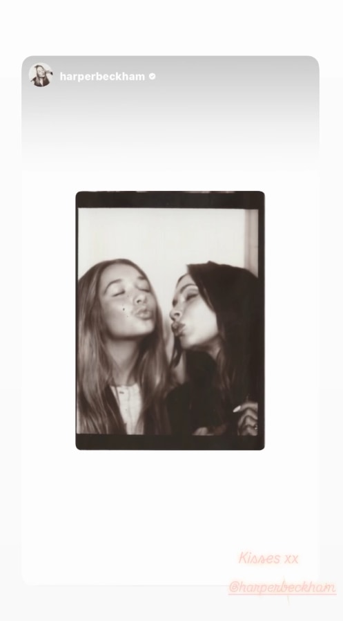 Screengrab of Victoria Beckham's Story resharing Harper Beckham's Story which showed the teen and Victoria posing for a selfie