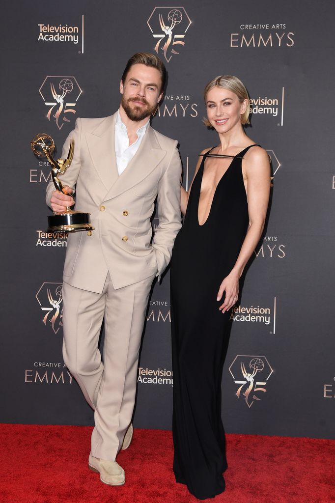 Derek Hough and Julianne Hough at the 75th Creative Arts Emmy Awards held at the Peacock Theater at L.A. Live on January 7, 2023 in Los Angeles, California.