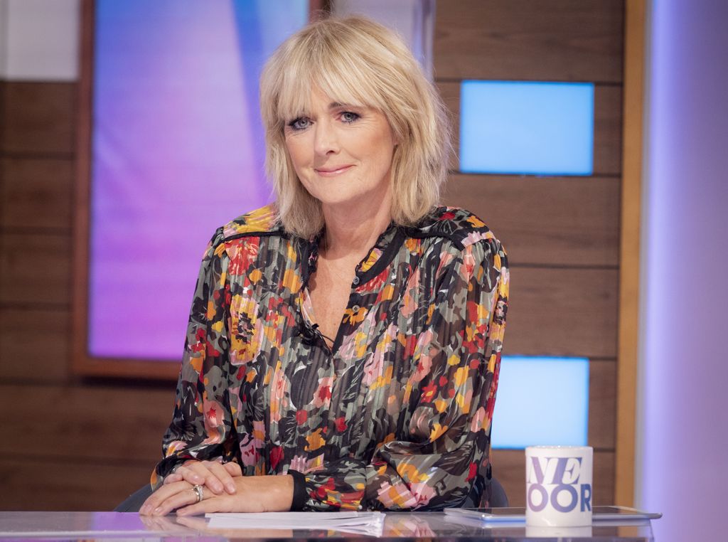 Jane Moore on Loose Women in a printed shirt