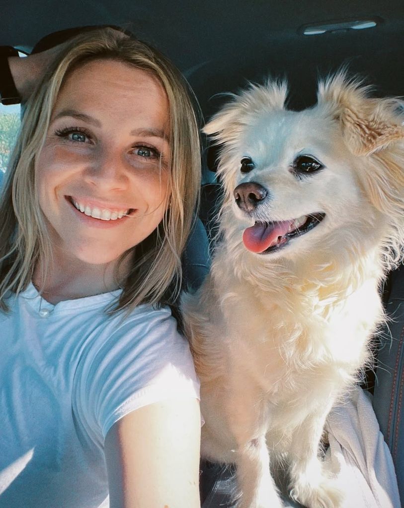 Photo shared by Mark Hamill on Instagram of his daughter Chelsea with a dog