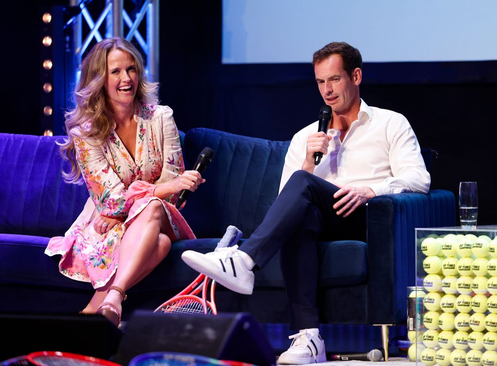 Kim Murray and Andy Murray onstage during Andy Murray's "Centre Stage" theatre tour