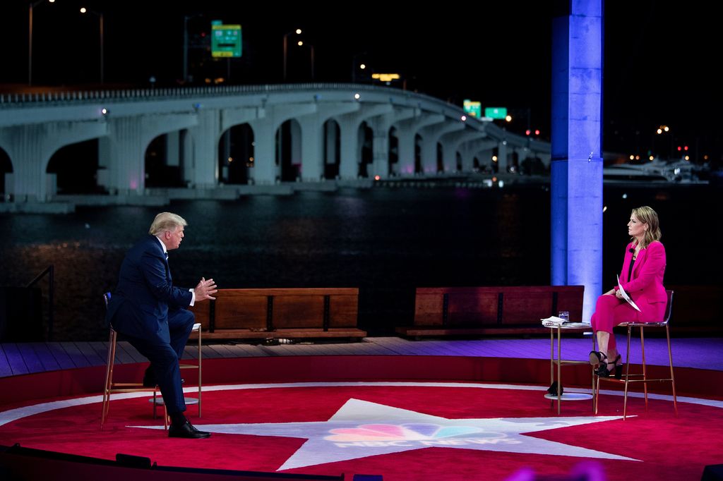 US President Donald Trump during an NBC News town hall event moderated by Savannah Guthrie 