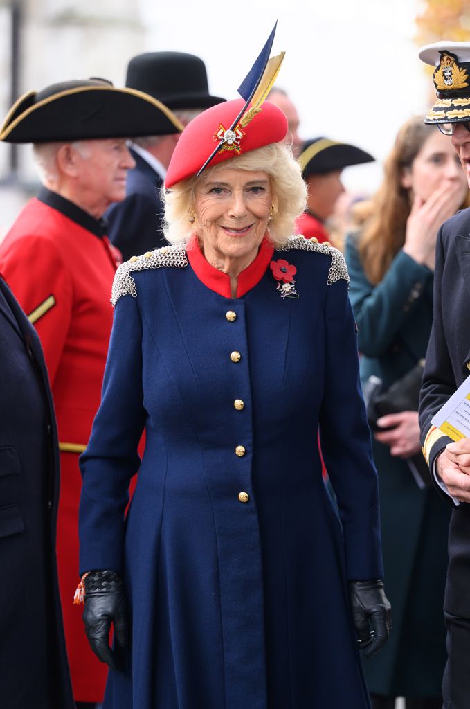 Queen Camilla attends the 97th Field Of Remembrance at Westminster Abbey on November 06, 2025