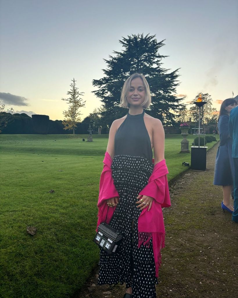 Lady Amelia Windsor in a black spotty dress