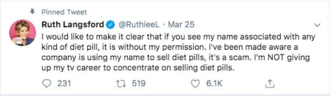 ruth langsford battle diet pills