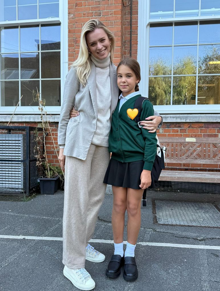 Nadiya Bychkova with her daughter in school playground