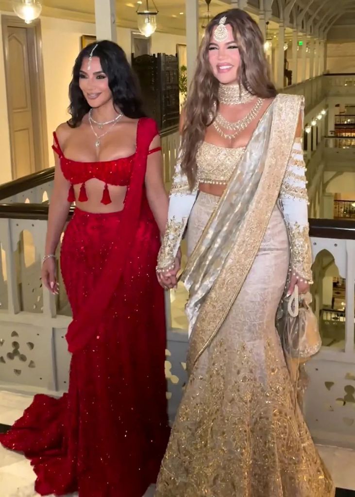 kim kardashian khloe kardashian wedding guest outfit ambani wedding