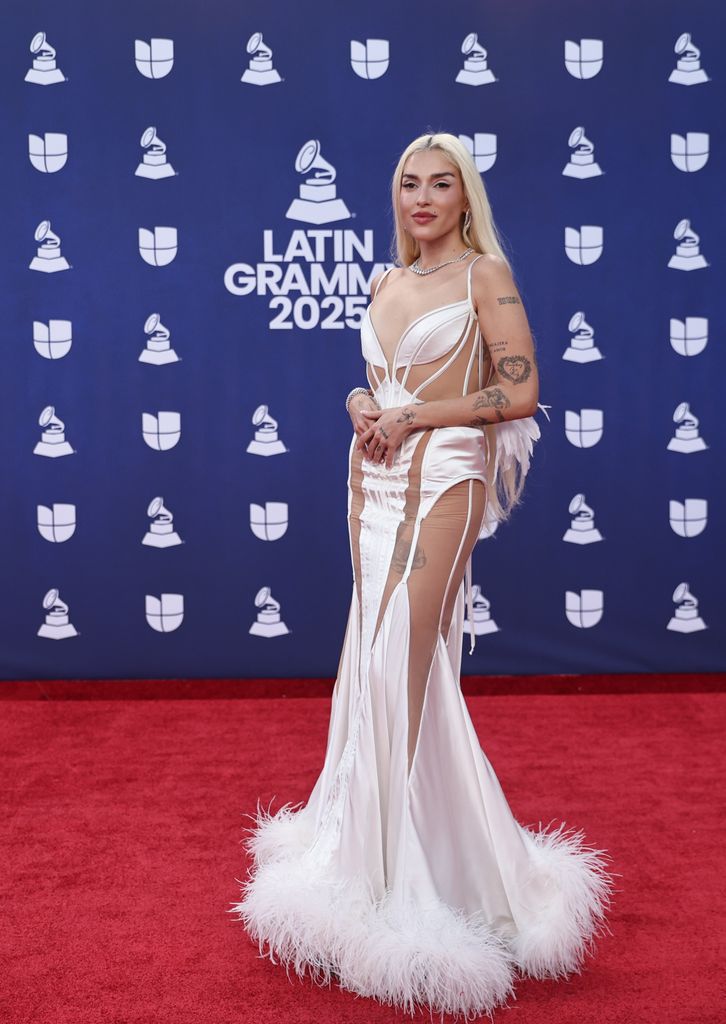 Elena Rose in Alejandro Cabezas gown with sheer panels