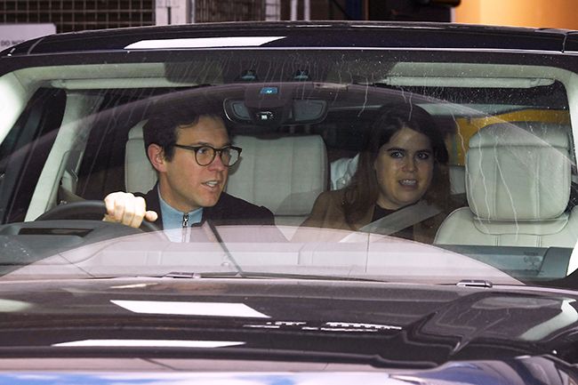 Princess Eugenie leaving hospital with baby August in 2021