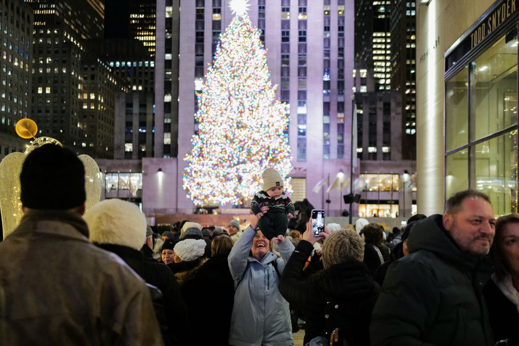 The Rockefeller tree lit up in 2023