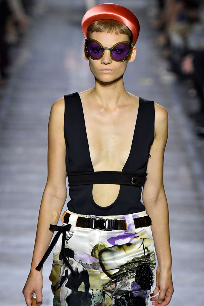 A model walks the runway at the Prada Ready to Wear fashion show during Milan Fashion Week Spring/Summer 2019 on September 20, 2018 in Milan, Italy. (Photo by Victor VIRGILE/Gamma-Rapho via Getty Images)