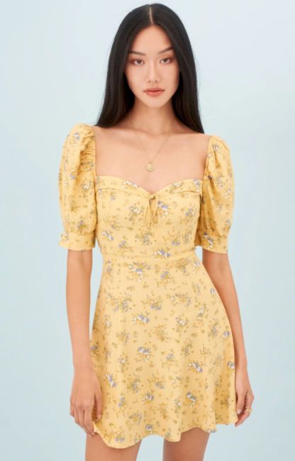 katy perry yellow floral dress venice reformation lillet