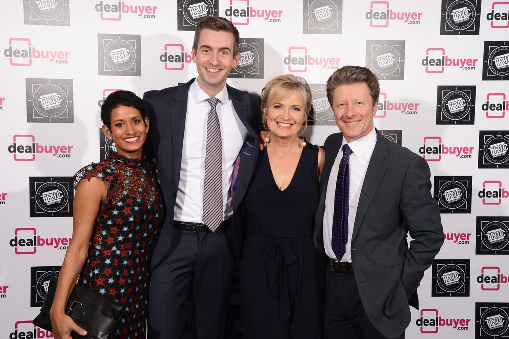 Naga Munchetty, Ben Thompson, Carol Kirkwood and Charlie Stayt attend the TRIC Awards 2017 at The Grosvenor House Hotel on March 14, 2017 in London, England