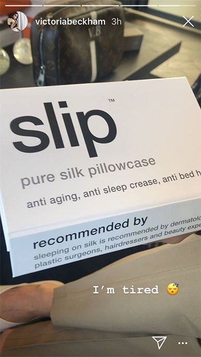 victoria beckham shows off her slip silk pillowcase on instagram
