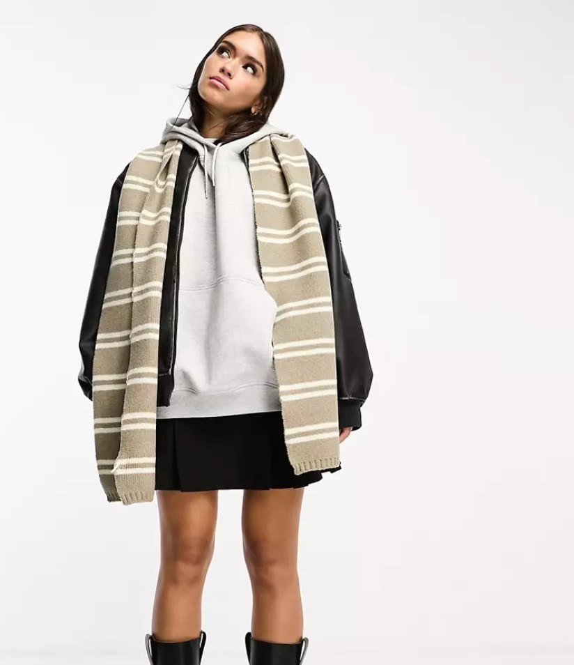 Asos  Stripe knitted scarf in oatmeal