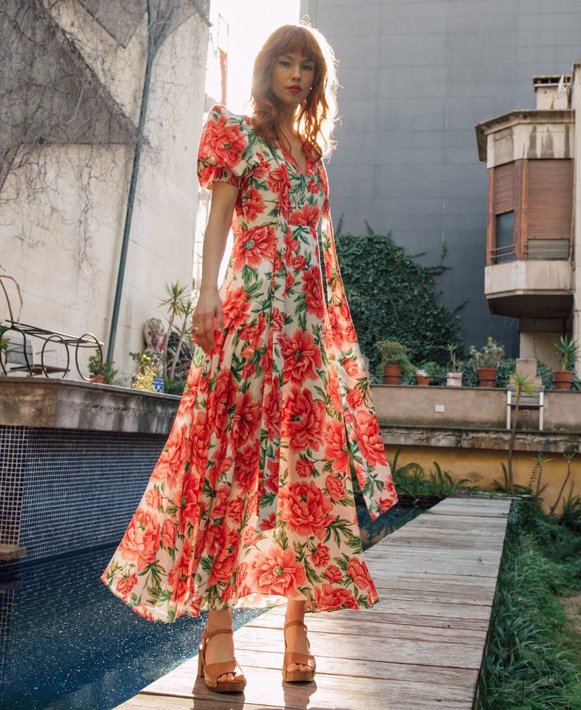 Queens of Archive red floral dress