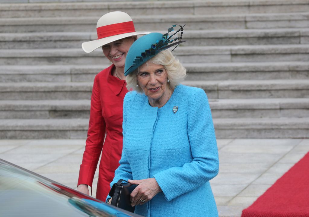 The Queen Consort with the German President's wife Elke Buedenbender