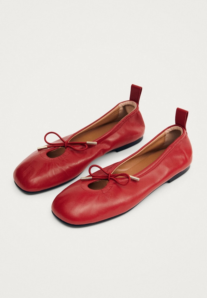 Rosalind Red Leather Ballet Flats