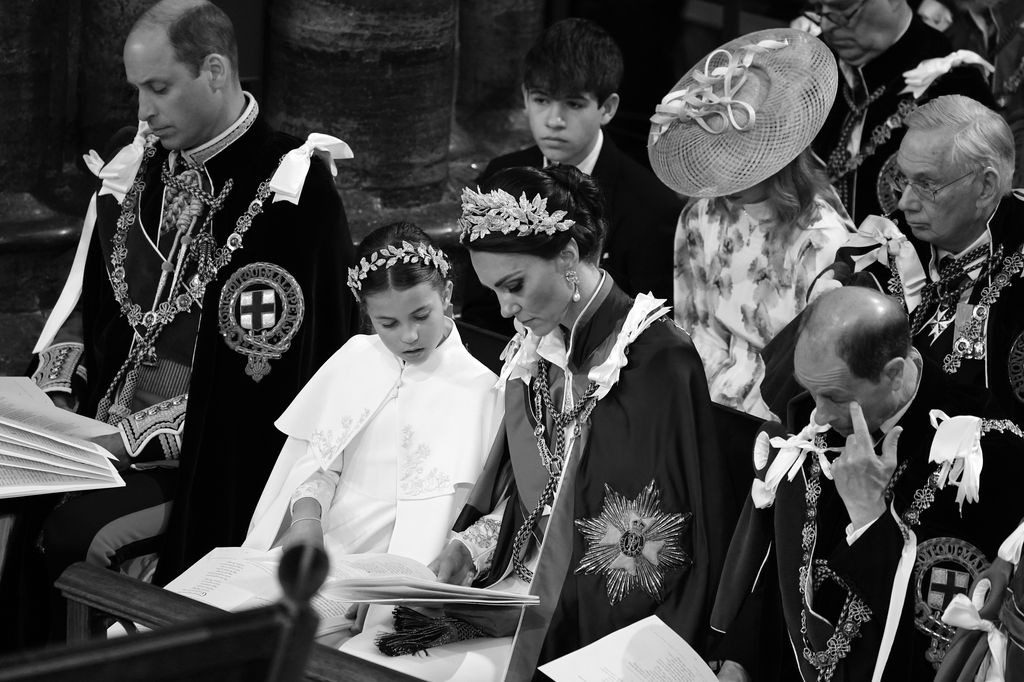 Princess Charlotte and the Catherine, Princess of Wales during the Coronation of King Charles III and Queen Camilla on May 6, 2023 in London, England.