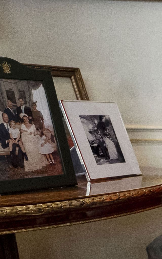 A frame inside Clarence House featured a picture of Charles and Meghan on her wedding day to Prince Harry