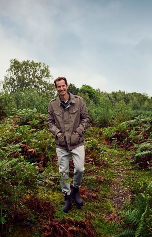 Andy Murray walking through nature