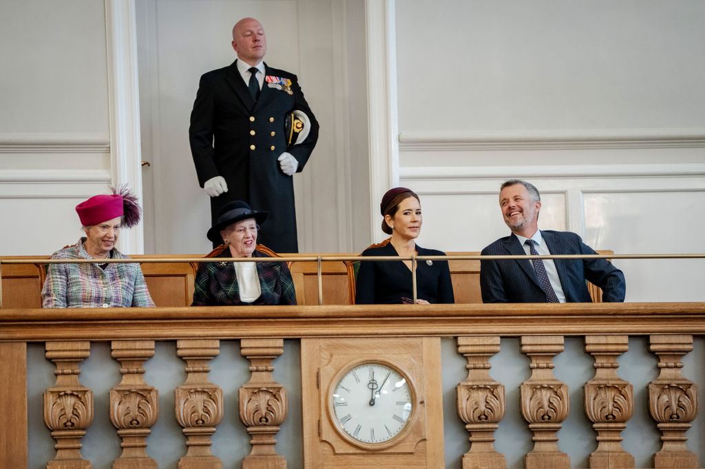 Princess Benedikte, Queen Margrethe, Queen Mary, and King Frederik of Denmark attend the opening of the Danish parliament Folketing at Christiansborg Palace 
