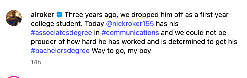 Al Roker paid tribute to son Nick as he marked an end of an era 