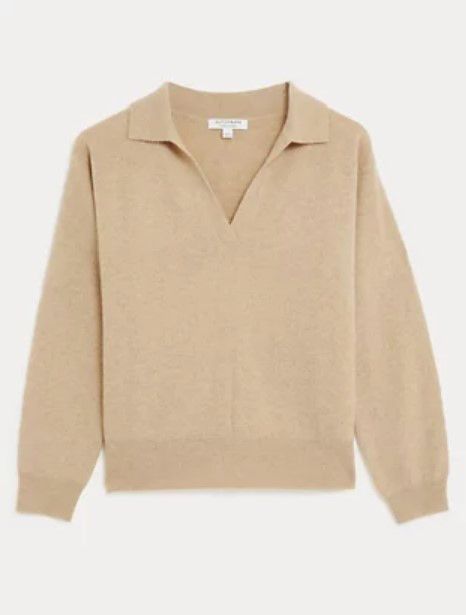Marks and Spencer cashmere jumper with collar in beige
