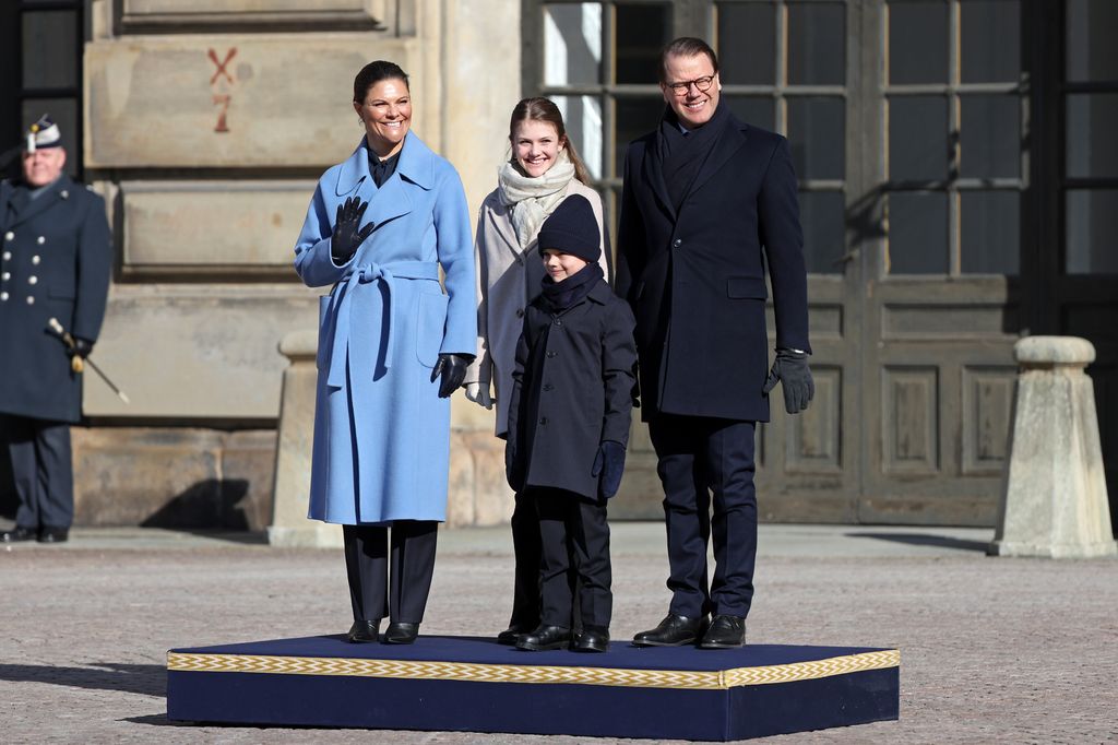 The Swedish royals outside palace
