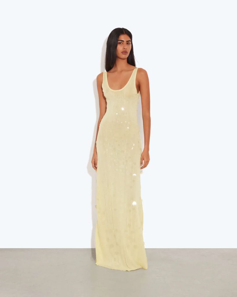ANGELITA DRESS by rat and boa in yellow sequin