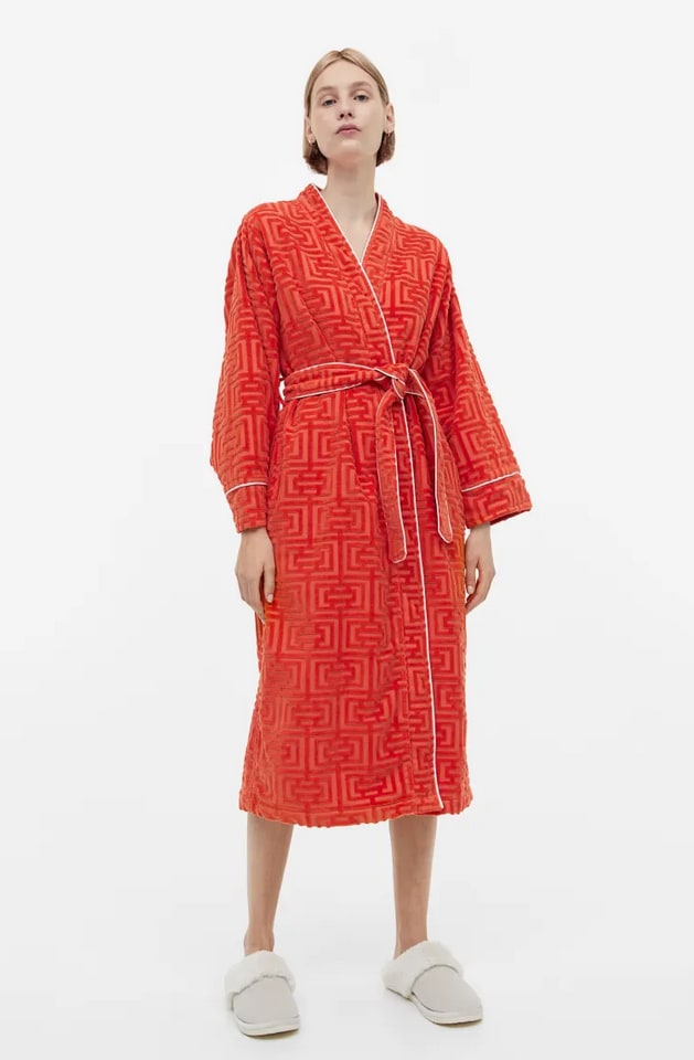 H&M orange dressing gown robe like versace