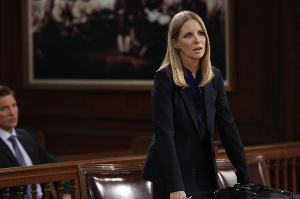 photo of lauralee bell in a courtroom on the young and the restless