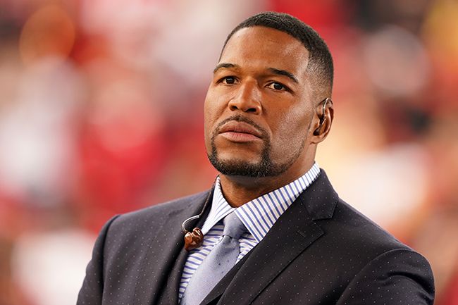 Michael Strahan looks ahead during NFL coverage