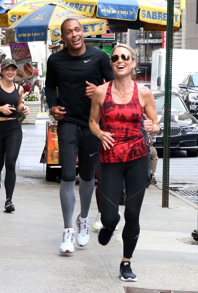 T.J. Holmes and Amy Robach running together