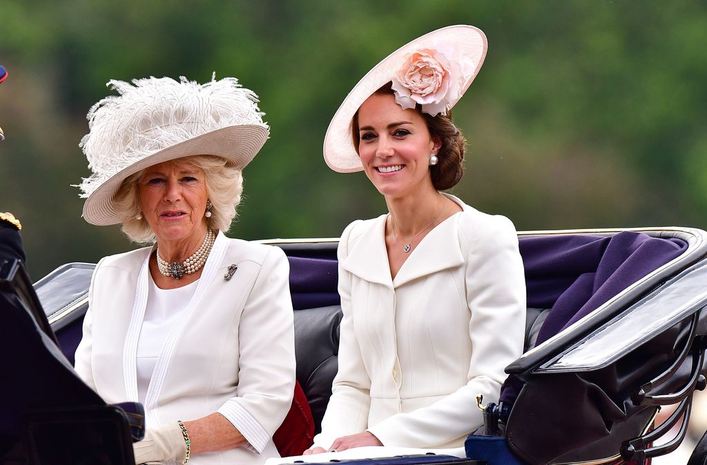 Queen Camilla and Princess Kate during Trooping The Colour 2016