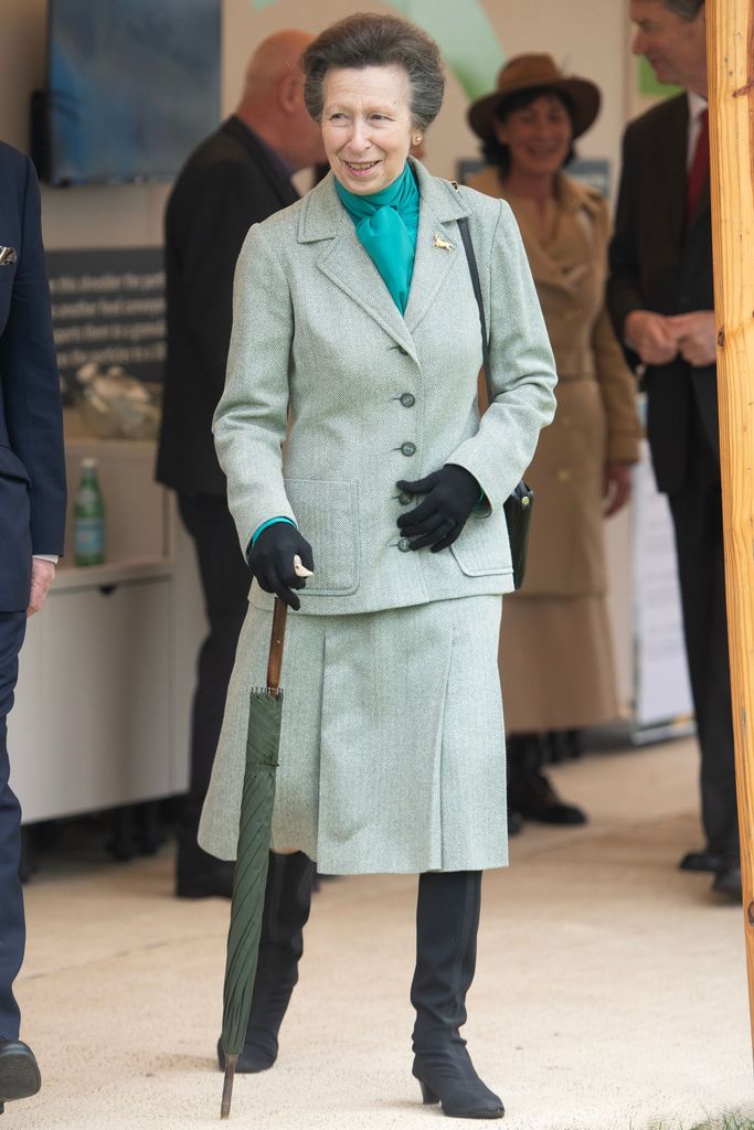 Princess Anne in chevron skirt suit