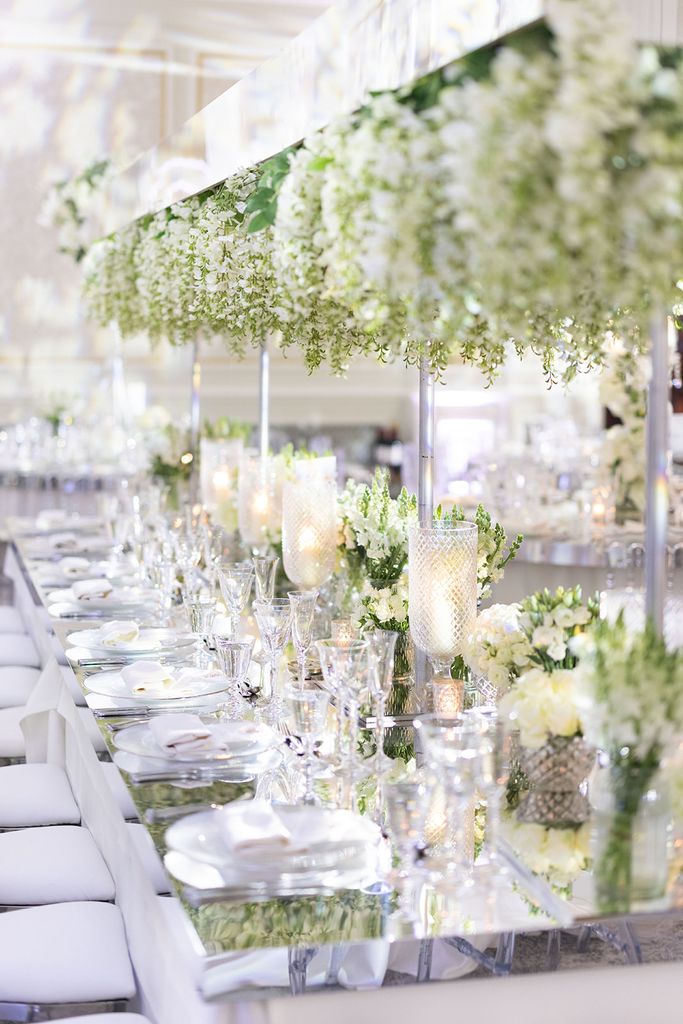 Wedding flowers on a white table