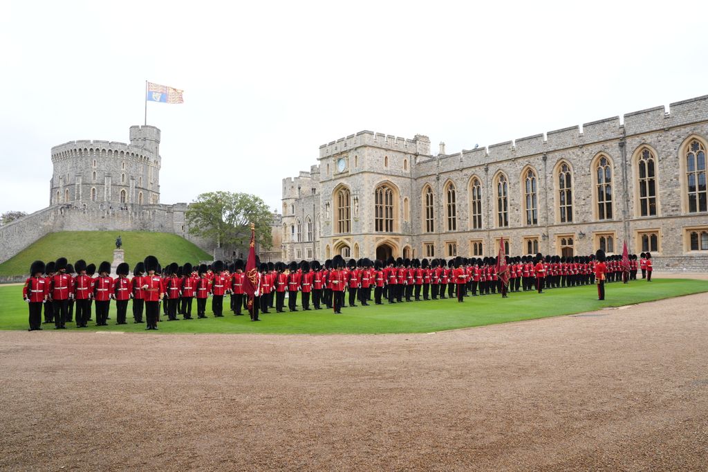 The Guard of Honour assembles ahead of the Ceremonial Welcome at Windsor Castle, in Windsor, on September 17, 2025, during US President Donald Trump's second State Visit to the UK. US President Donald Trump arrived in Britain on Tuesday for an unprecedented second state visit, with the UK government rolling out a royal red carpet welcome to win over the mercurial leader. 