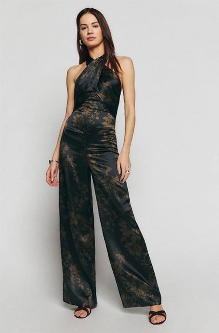 reformation high neck silk jumpsuit